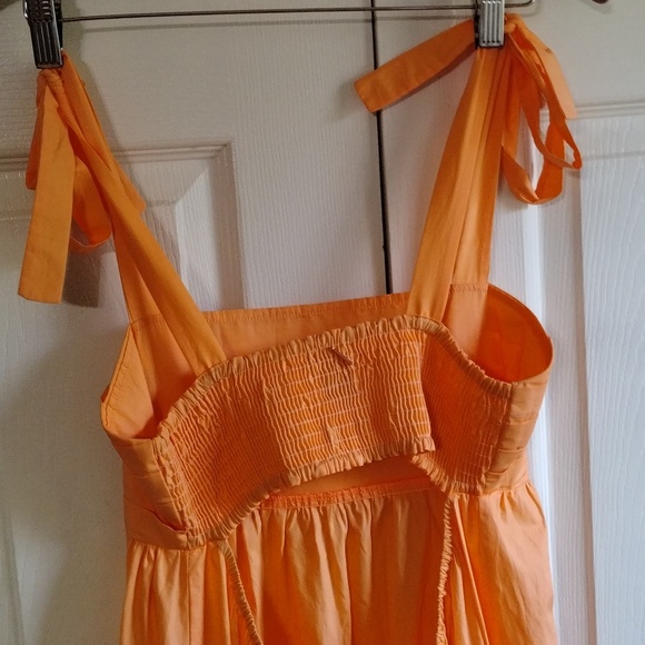 Misa Los Angeles Serafina Square Tie Shoulder Maxi Dress Tangerine Orange Medium - Picture 8 of 11